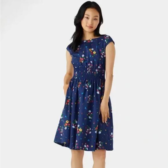 KATE SPADE Blaire Dress Bouquet Toss Floral Navy Blue Sz XL $269 {3O42} - Picture 1 of 8